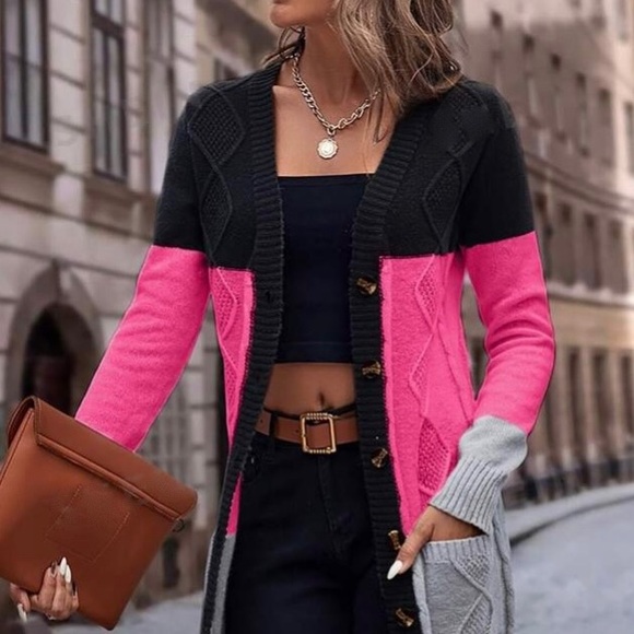 Nwt, Lavishly Paris Multicolored Open Front Cardigan Coat. - Picture 7 of 16